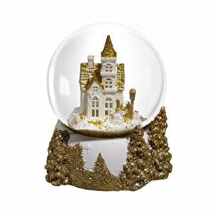Karaca Home New Year Yılbaşı Led Işıklı Castle Kar Küresi  görseli 1