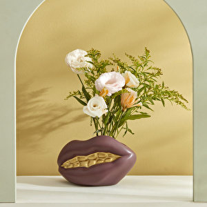 Karaca Home Massey Dekoratif Dudak Vazo Mor 21X10,2X13 Cm görseli 1