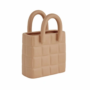 Karaca Home Merle Dekoratif Çanta Vazo Krem 19X12X26,5 Cm görseli 3