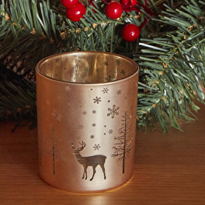 Karaca Home New Year Yılbaşı Helena Gold Cam Mumluk 7x7,8 Cm görseli 4