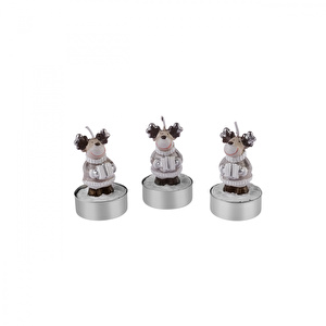Karaca Home New Year Yılbaşı Reindeer 3'lü Tealight Mum 14x9,3x6 cm görseli 4