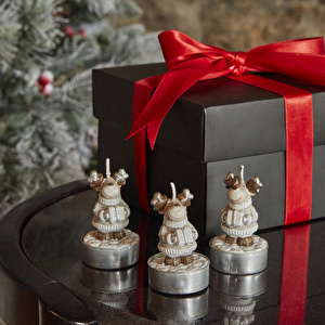 Karaca Home New Year Yılbaşı Reindeer 3'lü Tealight Mum 14x9,3x6 cm görseli 5