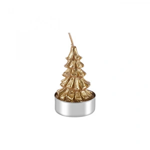 Karaca Home New Year Yılbaşı Gold Tree 3'lü Tealight Mum 3,8x3,8x7 Cm görseli 4