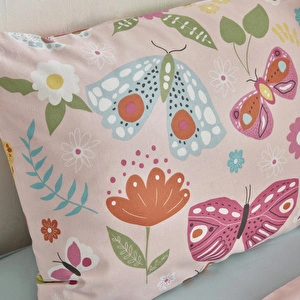 Karaca Home Young Butterfly %100 Pamuk Tek Kişilik Nevresim Takımı Pembe görseli 8