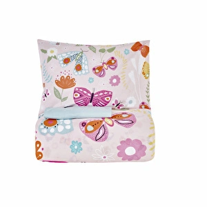 Karaca Home Young Butterfly %100 Pamuk Tek Kişilik Nevresim Takımı Pembe görseli 10
