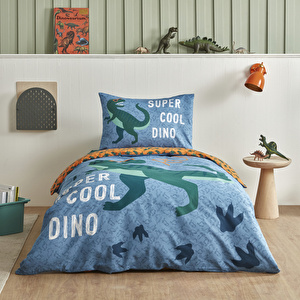 Karaca Home Young Cool Dino %100 Pamuk Tek Kişilik Nevresim Takımı Yeşil görseli 1