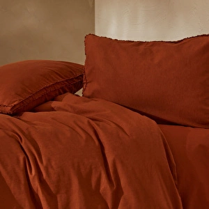 Karaca Home Pollen Keten Tek Kişilik Nevresim Takımı Terracotta görseli 3