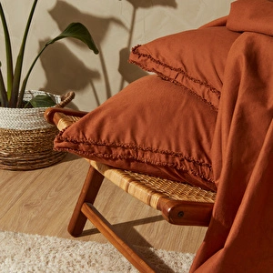 Karaca Home Pollen Keten Tek Kişilik Nevresim Takımı Terracotta görseli 4