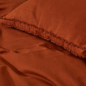 Karaca Home Pollen Keten Tek Kişilik Nevresim Takımı Terracotta görseli 5