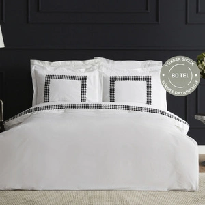Karaca Home Juanita 80 Tel %100 Pamuk Çift Kişilik Percale Nevresim Takımı Nakışlı Beyaz görseli 1