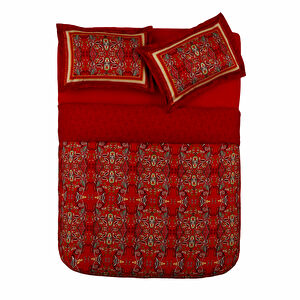 Karaca Home Dora %100 Pamuk Çift Kişilik Kumaş Saten Nevresim Takımı Kırmızı  görseli 1