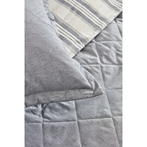 Karaca Home Dora İndigo İpliği Boyalı Kapitoneli Çift Kişilik Dört Mevsim Nevresim Takımı Complete Set görseli 15