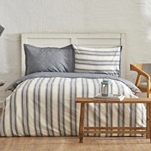 Karaca Home Dora İndigo İpliği Boyalı Kapitoneli Çift Kişilik Dört Mevsim Nevresim Takımı Complete Set görseli 11
