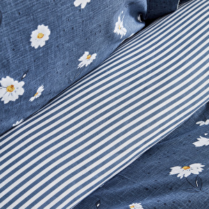 Karaca Home Daisy %100 Pamuk Çift Kişilik Nevresim Takımı İndigo (PP) görseli 7