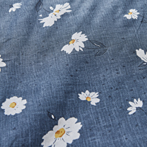 Karaca Home Daisy %100 Pamuk Çift Kişilik Nevresim Takımı İndigo (PP) görseli 8
