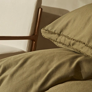 Karaca Home Pollen Keten Tek Kişilik Nevresim Takımı Haki görseli 6