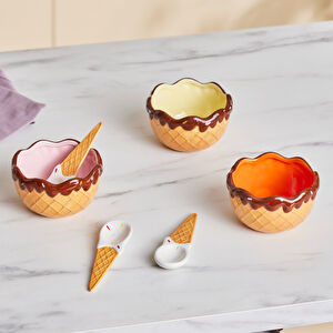 Karaca Chocolate Chip 3'lü Kaşıklı Dondurma Kasesi