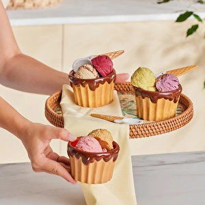 Karaca Cherry On Top 3'lü Kaşıklı Dondurma Kasesi görseli 4