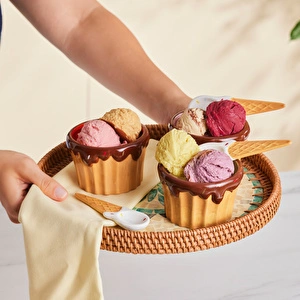 Karaca Cherry On Top 3'lü Kaşıklı Dondurma Kasesi görseli 5