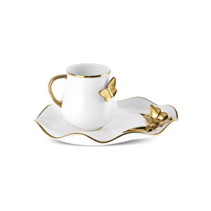 Karaca X Müge Anlı Kelebekli 2 Kişilik Kahve Fincanı Gold görseli 4