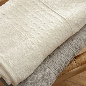 Karaca Home Pery Floslu 6 Parça Aile Banyo Seti Gri-Offwhite görseli 6