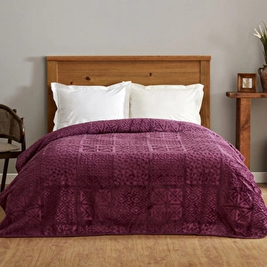 Karaca Home Blair Çift Kişilik Embos Battaniye Mürdüm 200x220 cm görseli 8