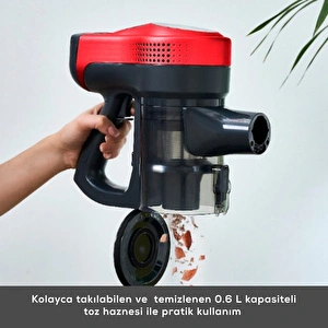 Karaca Vantuz Power Up Dikey Süpürge Imperial Red görseli 5