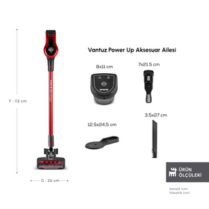 Karaca Vantuz Power Up Dikey Süpürge Imperial Red görseli 2
