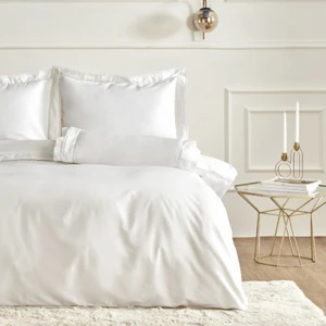 Karaca Home White Collection Begonia Çift Kişilik Percale Nevresim Takımı Dantelli Beyaz