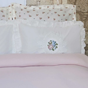 Karaca Home Fayette Çift Kişilik Nakışlı Nish Set Pudra  görseli 3