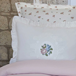 Karaca Home Fayette Çift Kişilik Nakışlı Nish Set Pudra  görseli 4
