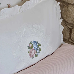 Karaca Home Fayette Çift Kişilik Nakışlı Nish Set Pudra  görseli 5