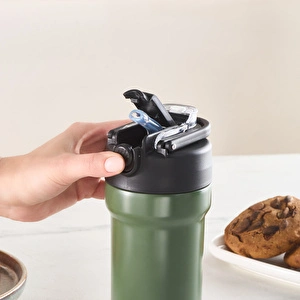 Karaca Thermosteel Camping 2 in 1 Çelik Termos Haki 450 ml görseli 5