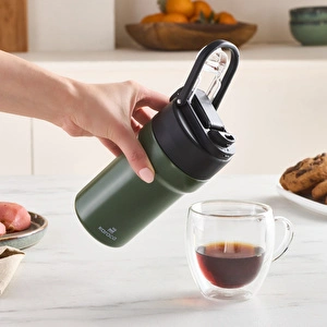 Karaca Thermosteel Camping 2 in 1 Çelik Termos Haki 450 ml görseli 6
