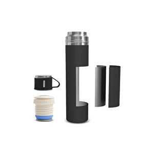 Karaca Thermosteel Nature Bardaklı Çelik Sızdırmaz Termos Siyah 550 ml görseli 6