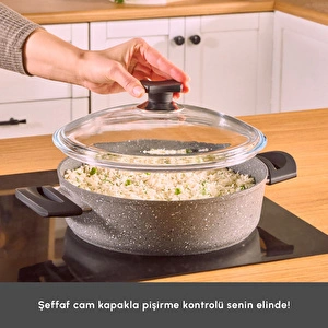 Karaca Biogranit Uraz 7 Parça Tencere Seti Gri görseli 6