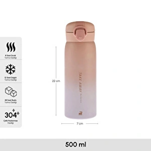 Karaca Skyfall Çelik Sızdırmaz Termos Pembe 500 ml görseli 2