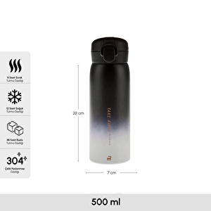 Karaca Skyfall Çelik Sızdırmaz Termos 500 ml Siyah görseli 2