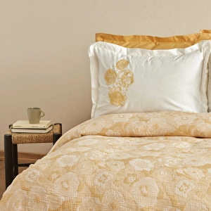 Karaca Home Misty Nakışlı Müslin Çift Kişilik Pike Yatak Örtüsü Seti Somon görseli 3