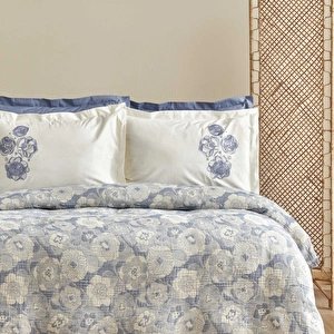 Karaca Home Misty Nakışlı Müslin Çift Kişilik Pike Yatak Örtüsü Seti Mavi görseli 2