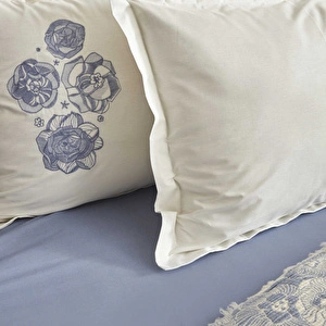 Karaca Home Misty Nakışlı Müslin Çift Kişilik Pike Yatak Örtüsü Seti Mavi görseli 8