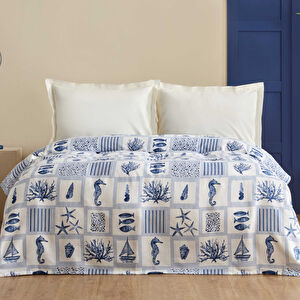 Karaca Home Lauren %100 Pamuk Tek Kişilik Tek Pike İndigo  görseli 1