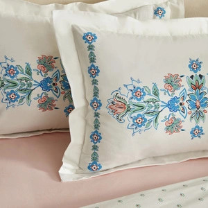 Karaca Home Arney %100 Pamuk Çift Kişilik Nevresim Pike Hediyeli Takımı Mavi görseli 9