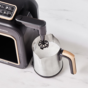 Karaca Hatır Plus Barista Steel 6 in 1 Konuşan Latte Cappuccino ve Közde Türk Kahve Makinesi Mineral Gold görseli 6
