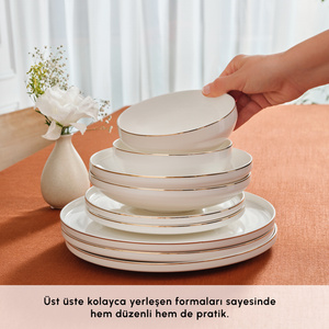 Karaca Red Carpet Collection Stream Bone Merope 53 Parça 12 Kişilik Yemek Takımı Gold görseli 6