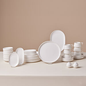 Karaca Stream Bone Meridian 34 Parça 6 Kişilik Kahvaltı Takımı Beyaz