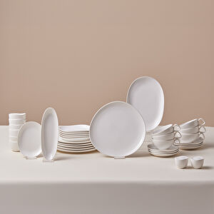 Karaca Stream Bone Middle 34 Parça 6 Kişilik Kahvaltı Takımı Beyaz