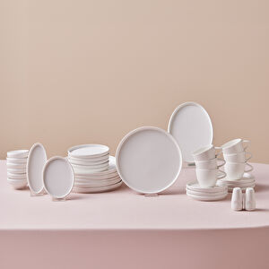 Karaca Stream Bone Sunset 34 Parça 6 Kişilik Kahvaltı Takımı Beyaz 