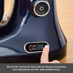 Karaca Pro Artisan Tartılı Dijital Ekran Zaman Ayarlı Döküm Hamur Yoğurma Makinesi Midnight Sapphire 5L görseli 6