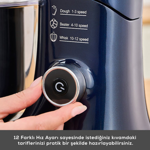 Karaca Pro Artisan Tartılı Dijital Ekran Zaman Ayarlı Döküm Hamur Yoğurma Makinesi Midnight Sapphire 5L görseli 4